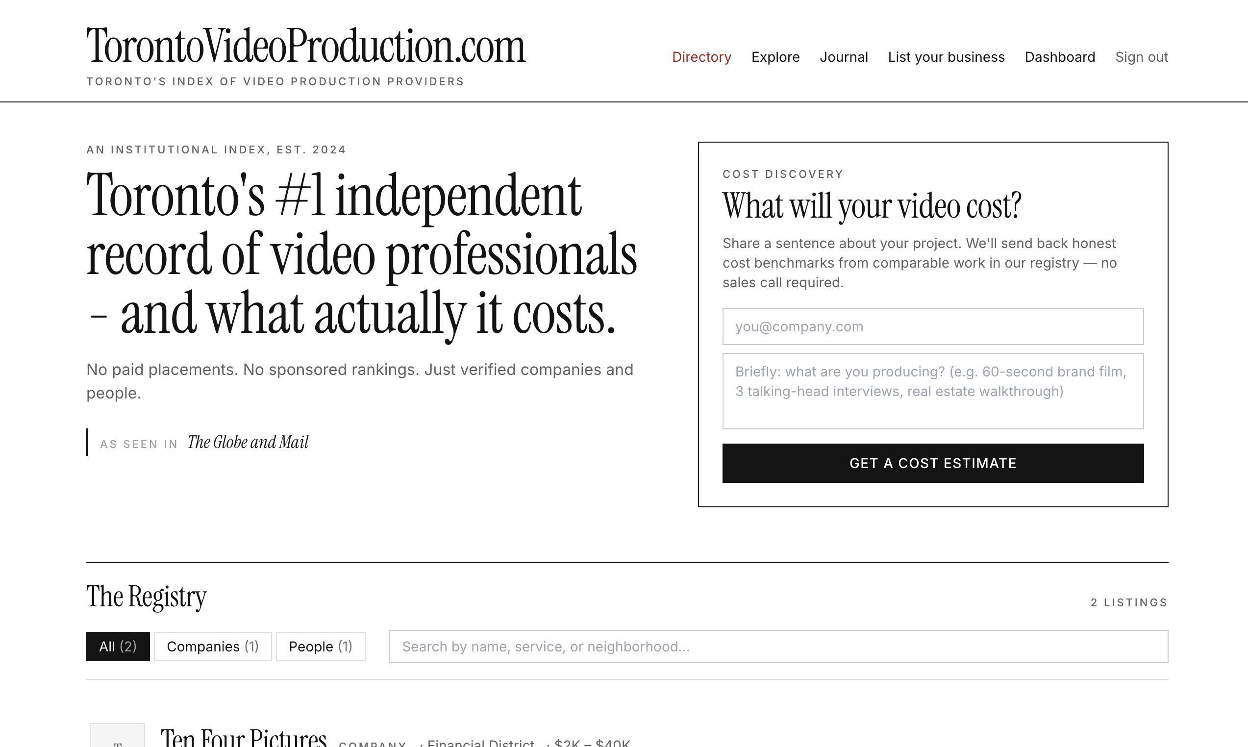 Toronto Video Directory